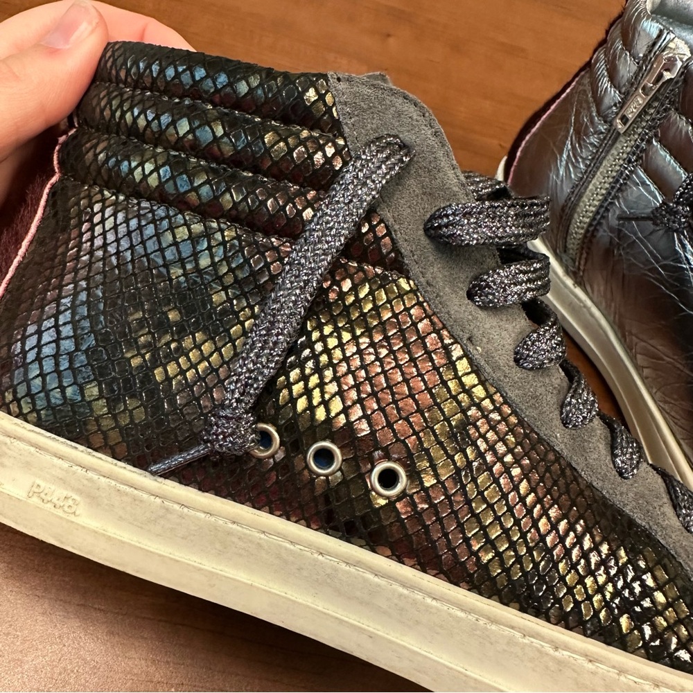 P448 Metallic Python High Top Sneakers 39 (US 8.5) - women’s snake print $298 - Picture 9 of 13